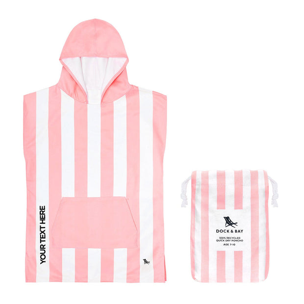 Dock & Bay Poncho Kids - Malibu Pink - Customised Embroidery Personalised for You