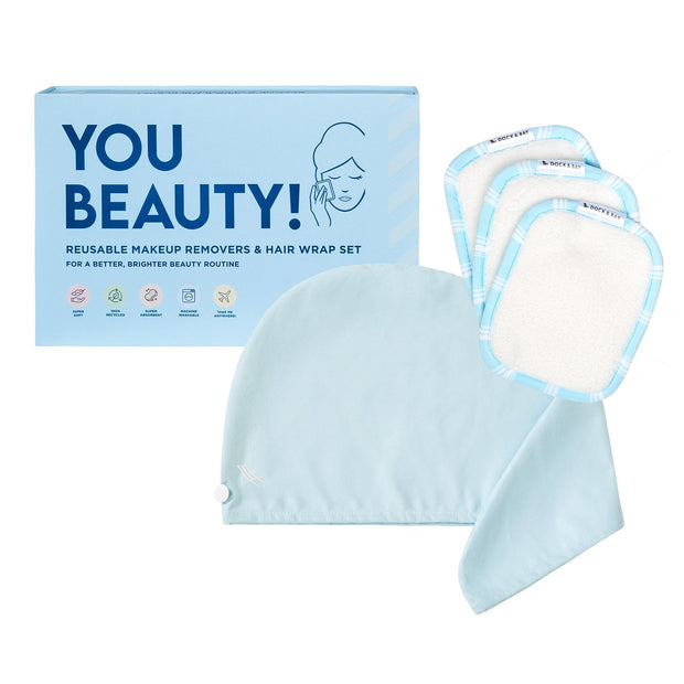 You Beauty! Gift Box - Hair Wrap & Makeup Remover Set - Alaska Blue