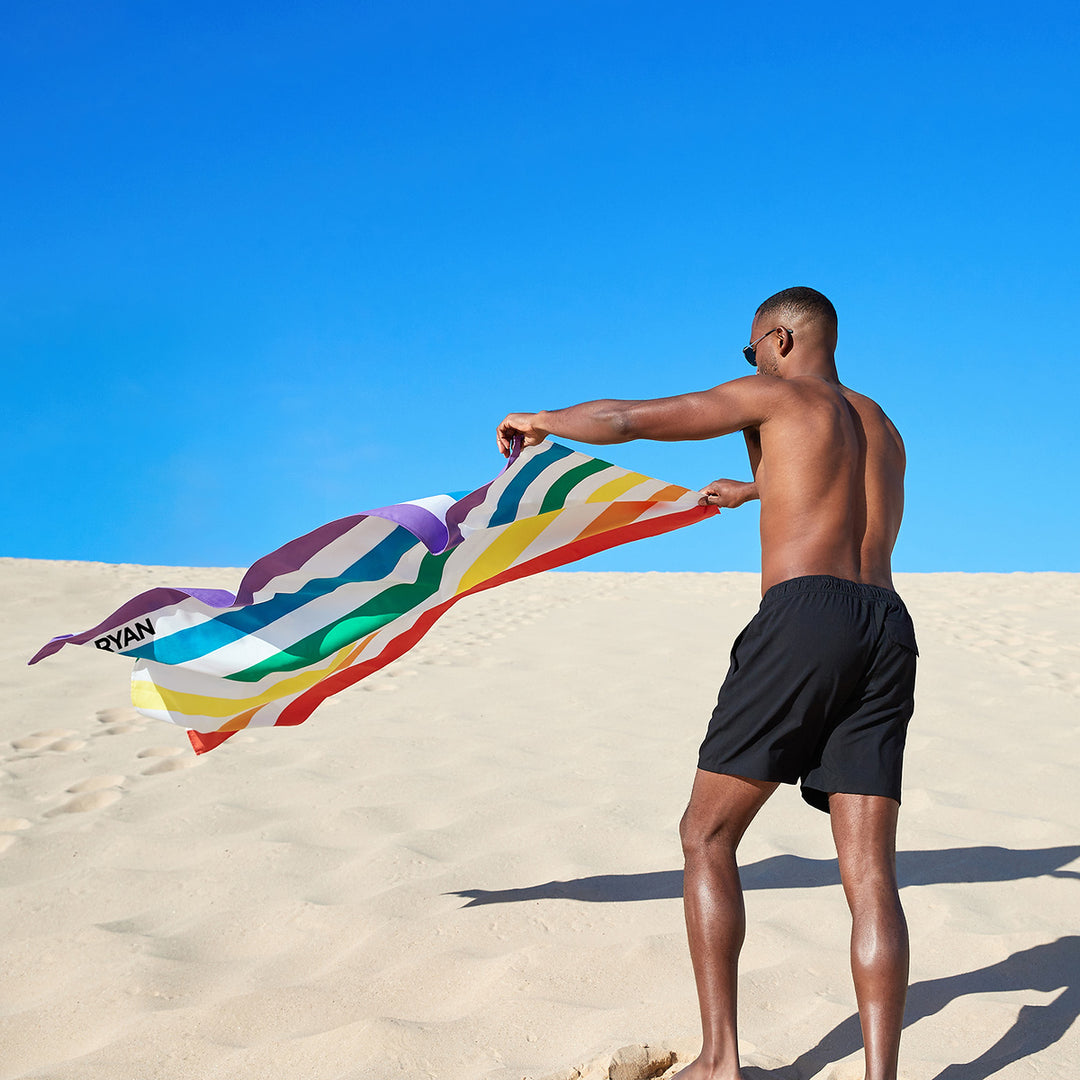 Lillian Vernon Personalized Rainbow Beach Towel - Extra Large 30"x60", 400GSM, Embroidered Name