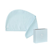 light blue solid colour microfibre hair wrap for reduced frizz