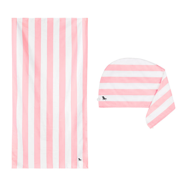 Dock & Bay Beach Towel + Hair Wrap Bundle - Malibu Pink