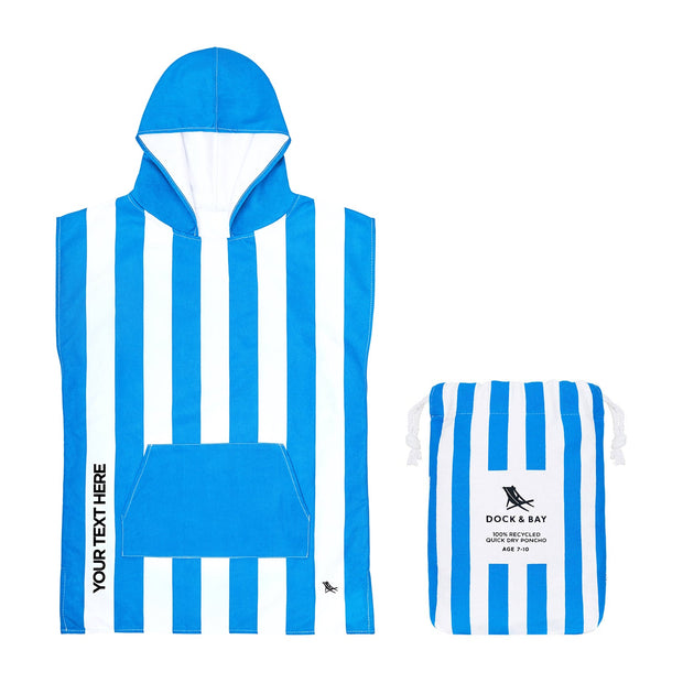 Dock & Bay Poncho Kids - Bondi Blue - Customised Embroidery Personalised for You