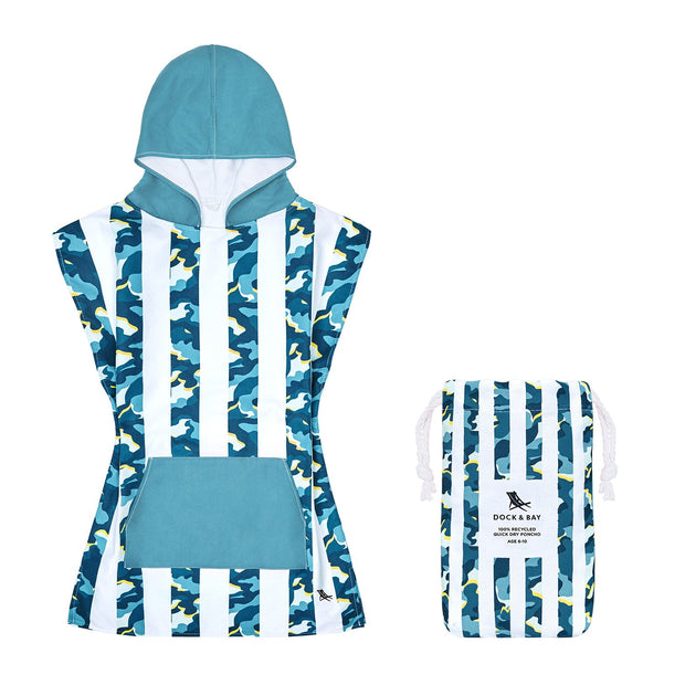 Dock & Bay Poncho Kids - Cool Camo - Customised Embroidery Personalised for You - Outlet