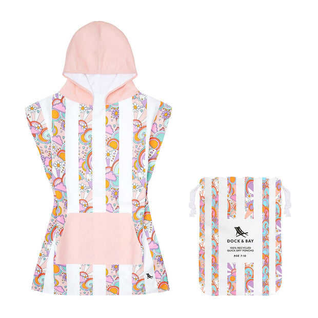 Dock & Bay Poncho Kids - Pink Power - Customised Embroidery Personalised for You