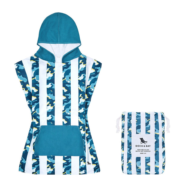 Dock & Bay Poncho Kids - Cool Camo - Customised Embroidery Personalised for You - Outlet