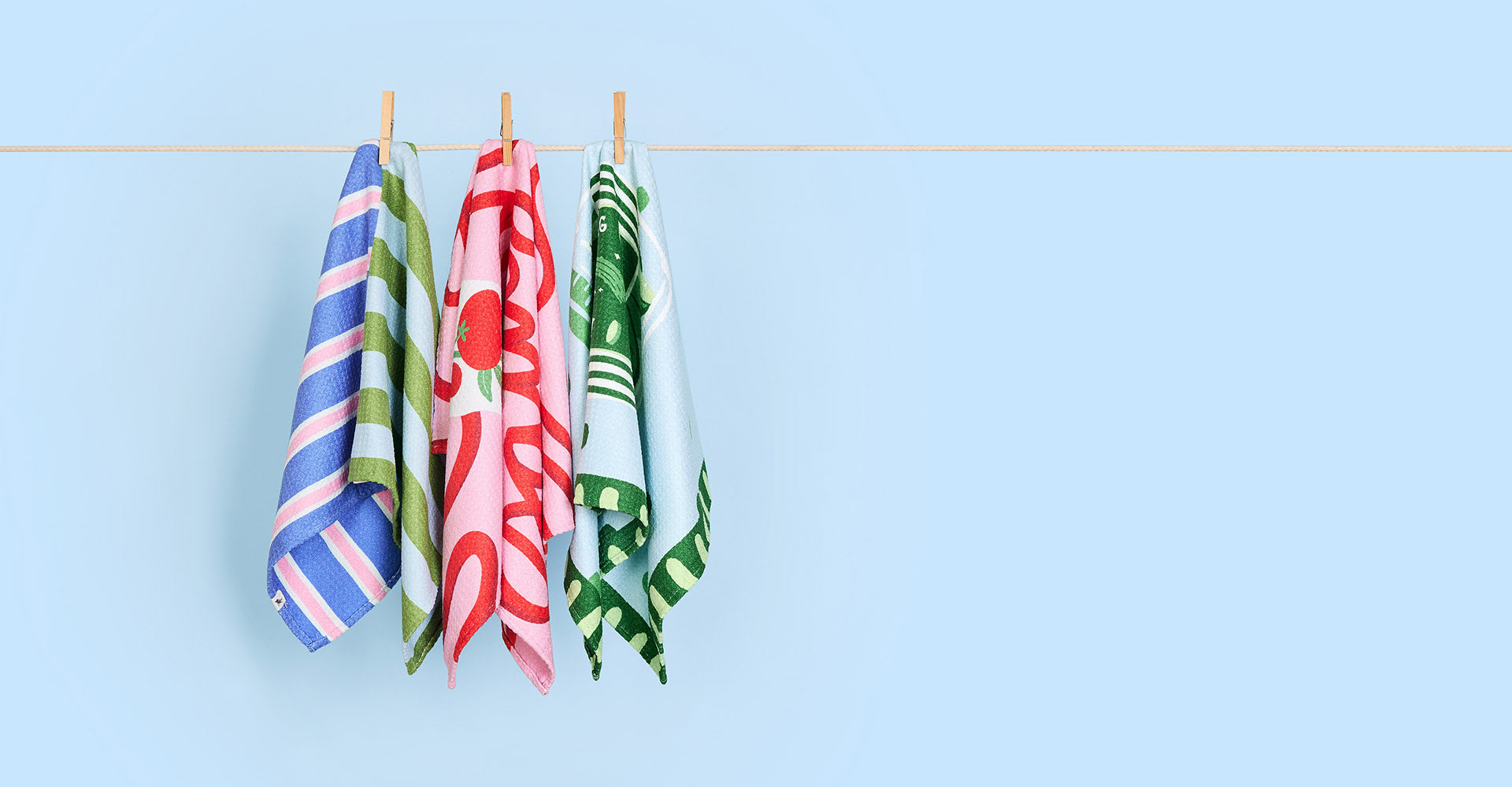 Tea Towel - Green & Saucy Trio